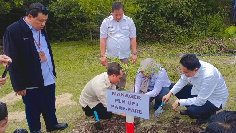Bupati Barru Tanam Pohon Produktif Bersama Kepala UP3 PT PLN Persero Parepare