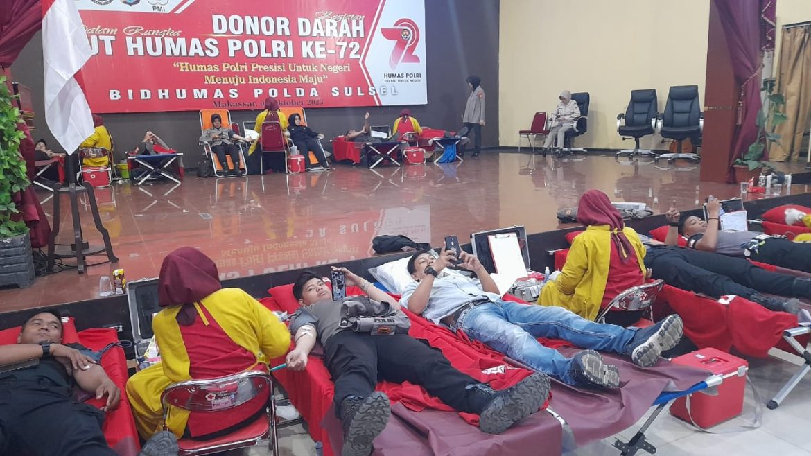 Sambut HUT ke-72 Humas Polri, Bidhumas Polda Sulsel Gelar Aksi Donor Darah