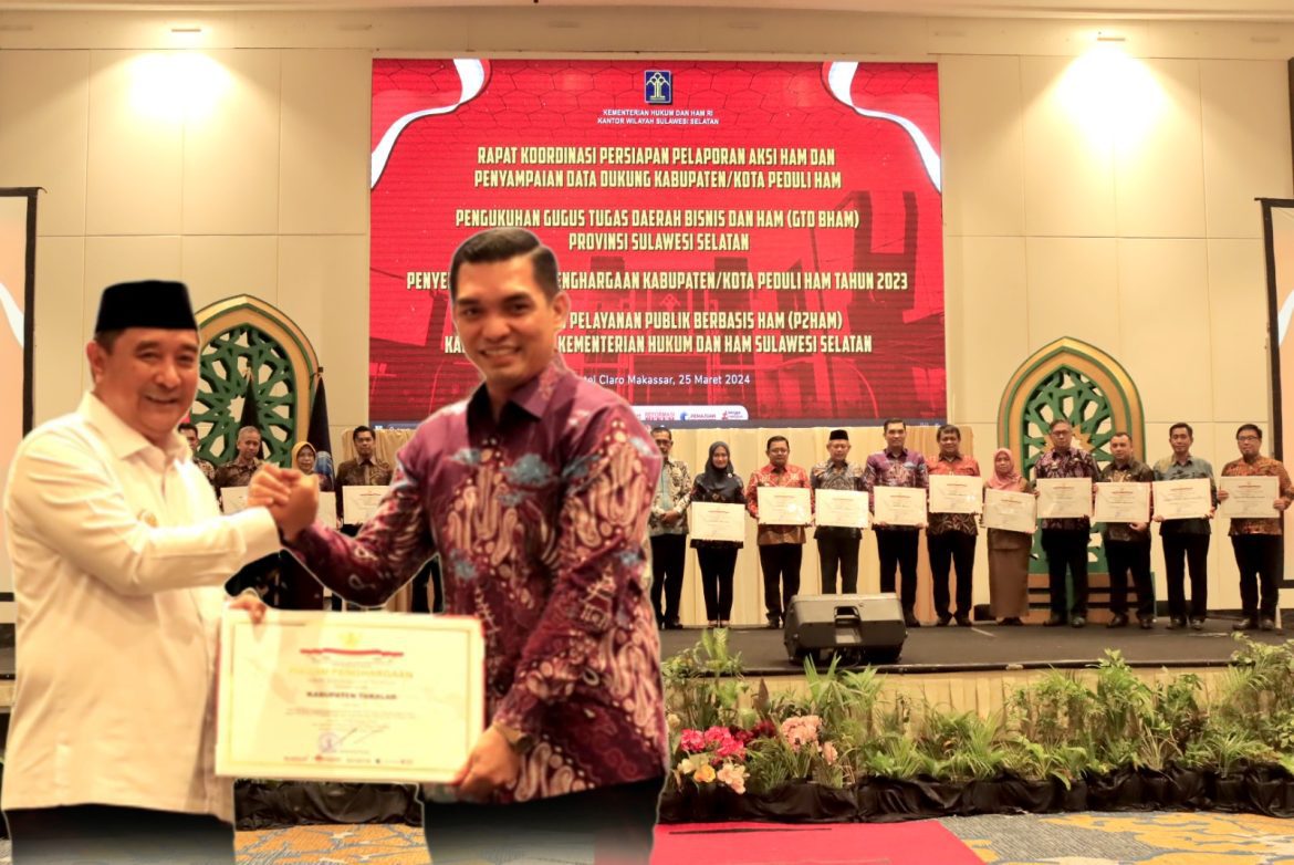 Kab. Takalar Raih Penghargaan Sebagai Kab/Kota Peduli HAM Tahun 2023