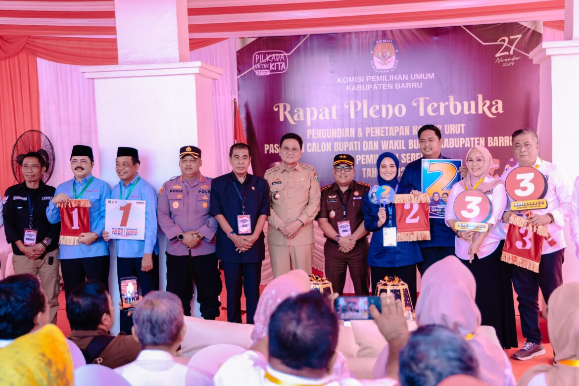 Bupati Barru Hadiri Pengundian dan Penetapan Nomor Urut Pasangan Calon Bupati dan Wakil Bupati