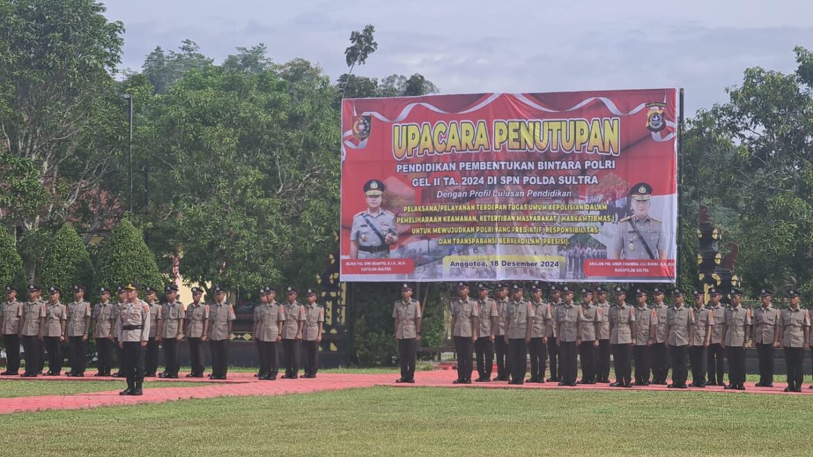 Wakapolda Sultra Pimpin Penutupan Pendidikan Bintara Polri Gelombang II Tahun 2024*
