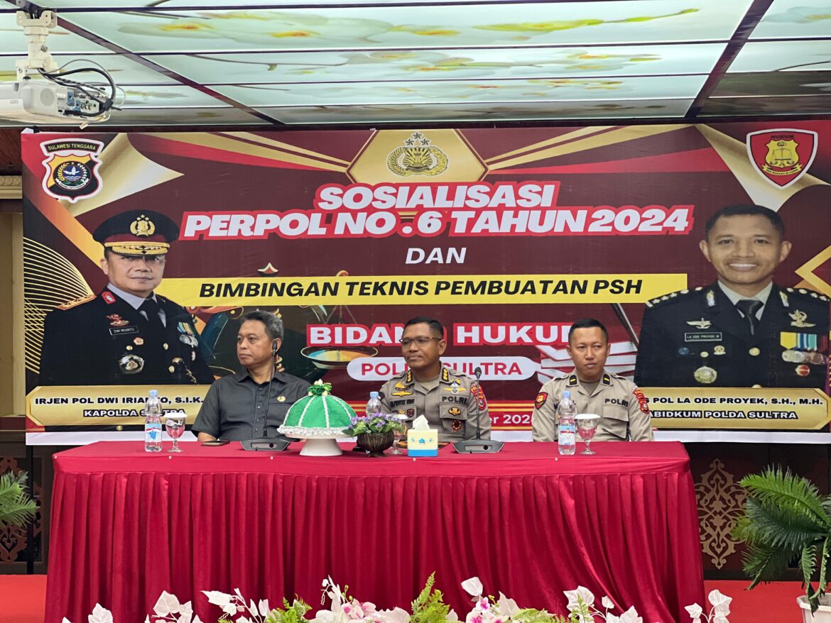 *Bidang Hukum Polda Sultra Gelar Sosialisasi Perpol No. 6 Tahun 2024 tentang PSH dan Bimbingan Teknis Pembuatan PSH*