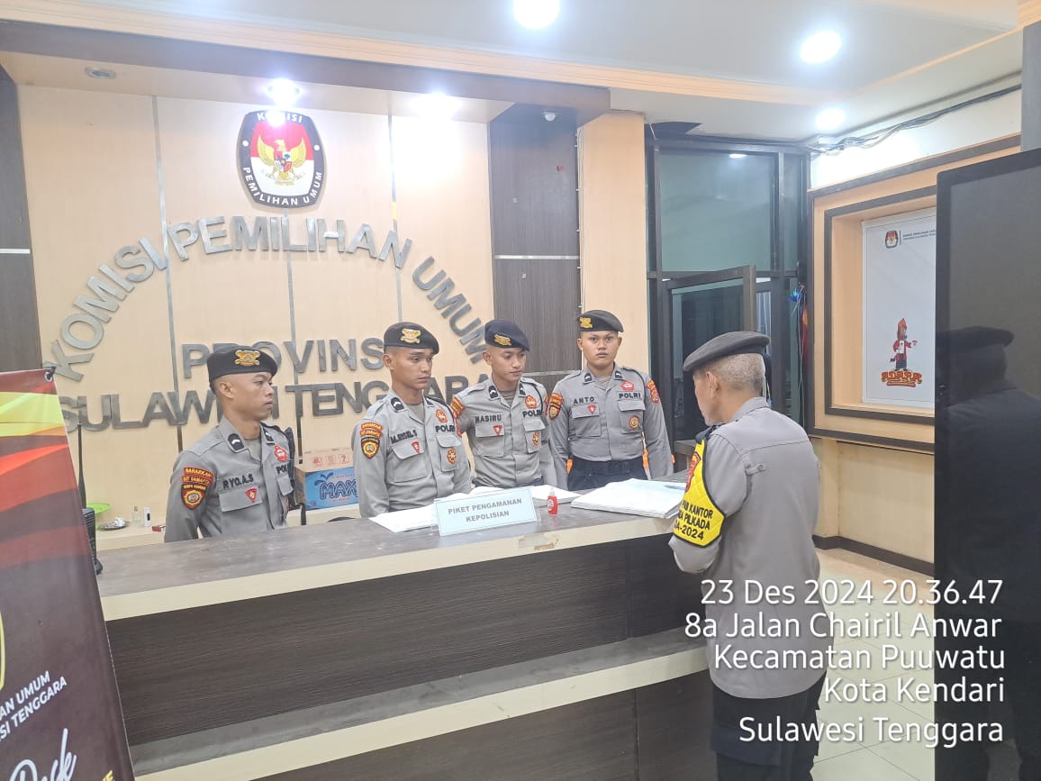 *Subsatgas PAM Pastikan Keamanan Kantor Penyelenggara Pilkada Sultra Tetap Kondusif*