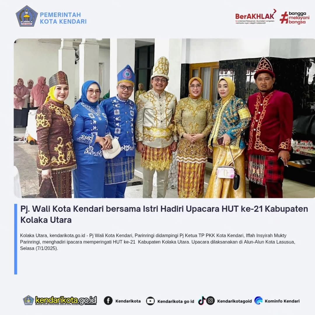 Pj. Wali Kota Kendari bersama Istri Hadiri Upacara HUT ke-21 Kabupaten Kolaka Utara