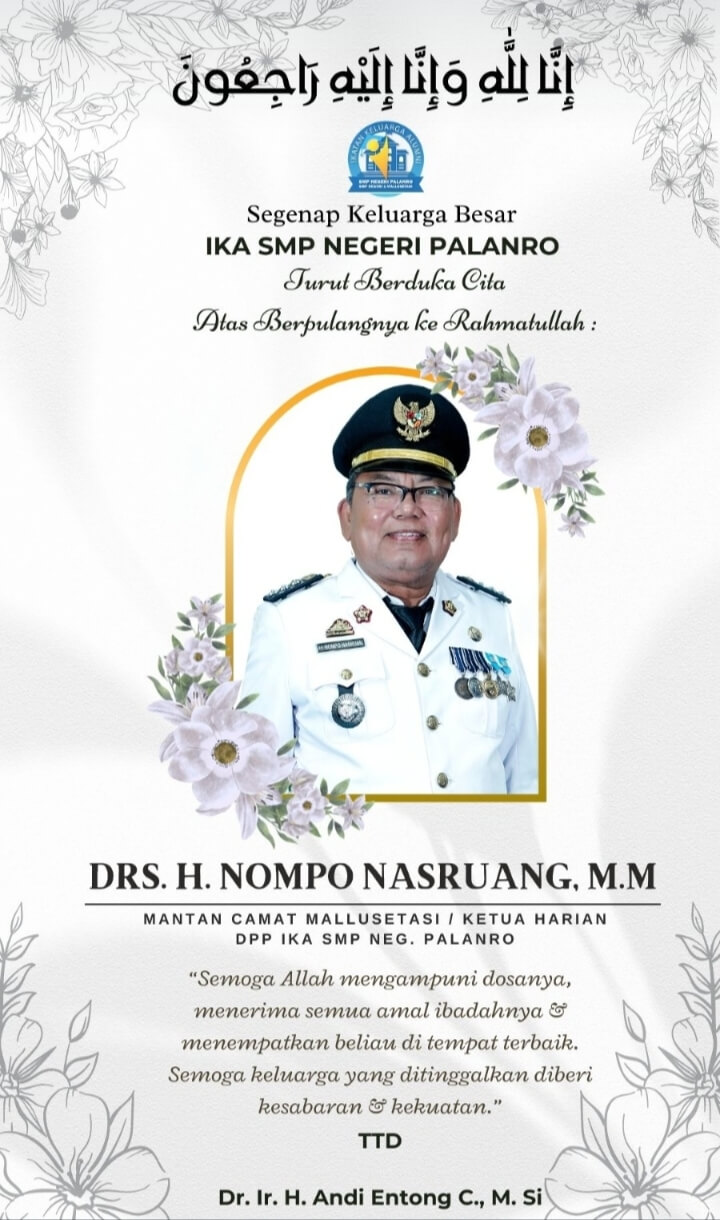 IKA SMP Negeri Palanro Berduka: Drs. H. Nompo Nasruang Berpulang ke Rahmatullah