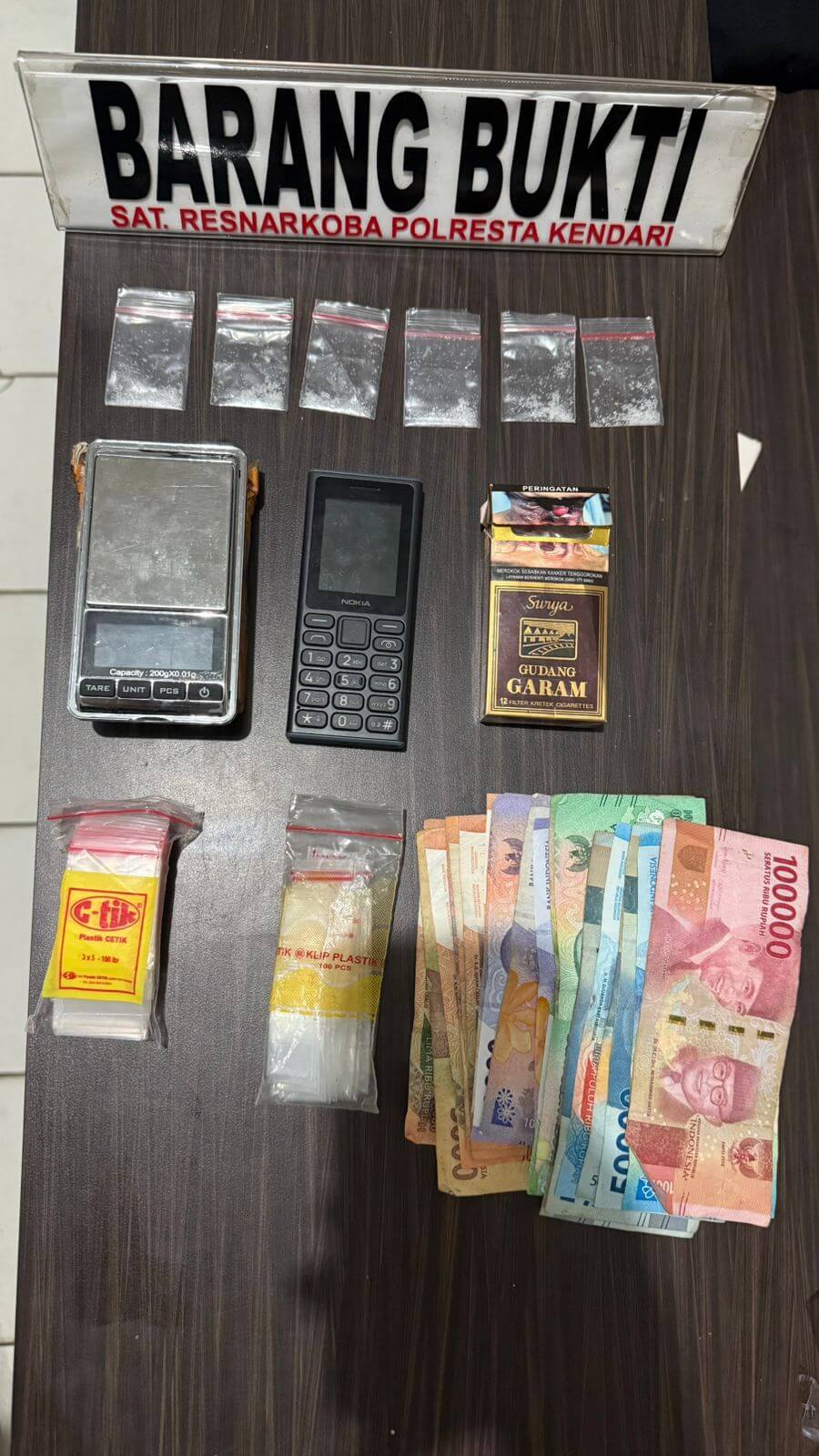 Polresta Kendari Ungkap Kasus Narkotika di Konawe, Nelayan Diamankan dengan 6 Paket Sabu