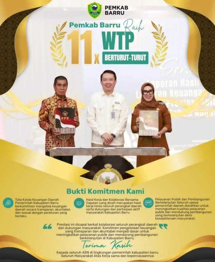 Kabupaten Barru Kembali Raih Opini WTP ke-11 Berturut-turut